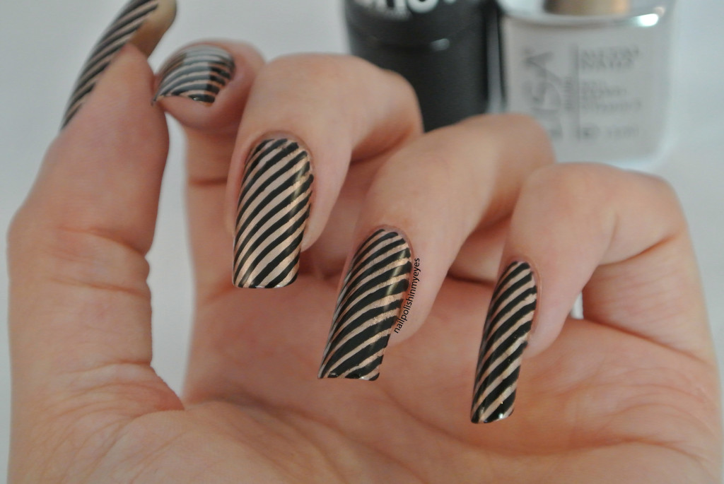 Black and Gold Striped Nail Polish - wide 7