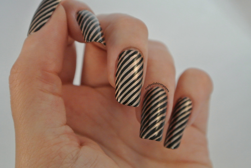 Black and Gold Striped Nail Polish - wide 10