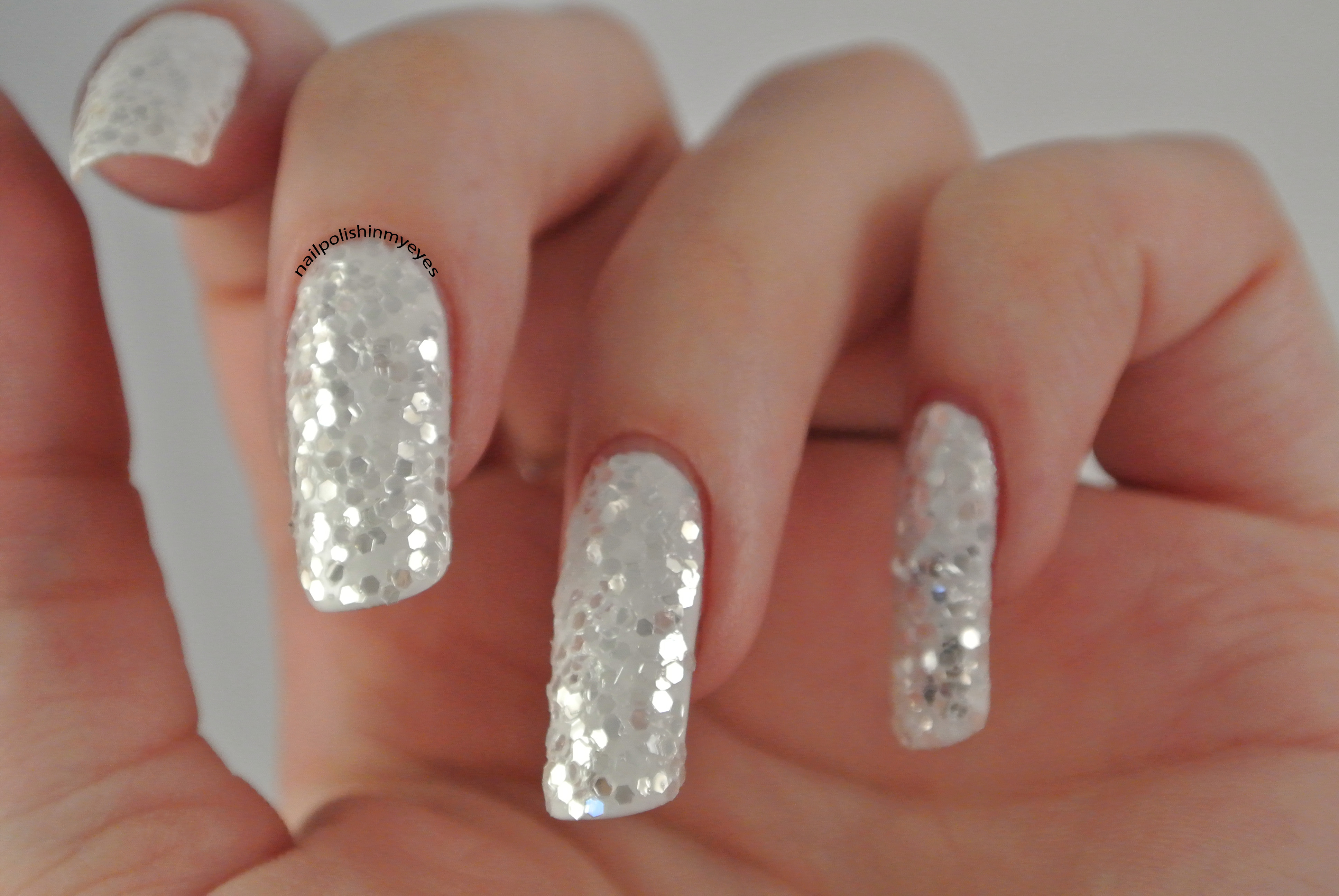 White Glitter Nails - wide 6