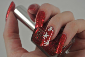Red Glitter & White Snowflakes